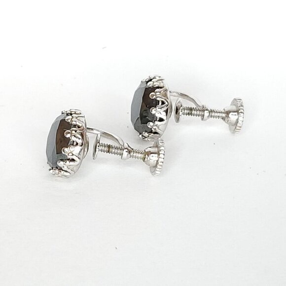 Vintage Marcasite Silverstone Screw Back Earrings 3/8" - Picture 3 of 3